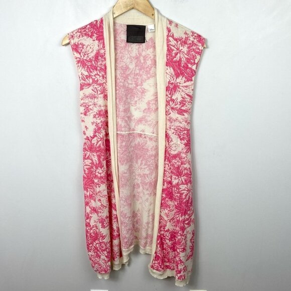ANTHROPOLOGIE Pink Floral Duster Cardigan Festival Knit Sweater Size Small Boho - Picture 11 of 11